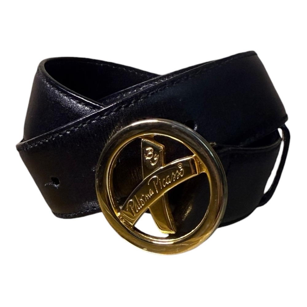 Paloma Picasso Black Belt with Gold Buckle L/80